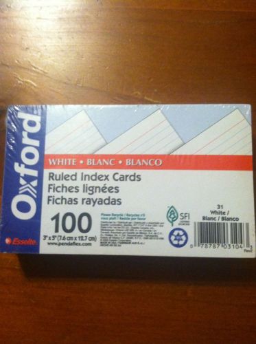 Brand New Oxford Ruled Index Cards 3 x 5 Inches White Pack of 100