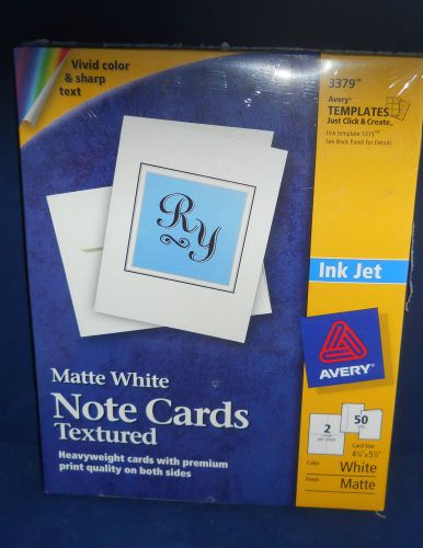 Avery Templates 3379 Matte White Note Cards Textured Heavyweight Ink Jet 50 card