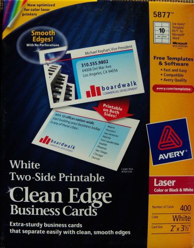 Avery 5877 Two-Side LASER Printable Clean Edge Business Cards! Box of 400 cards!
