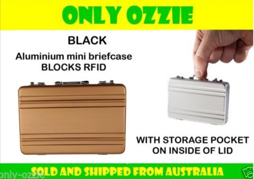 Mini briefcase -miniature aluminium business card creditcard wallet case - gold for sale
