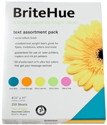 Britehue Vellum Text Assortment Pack 8.5 X 11 Sheets Per As