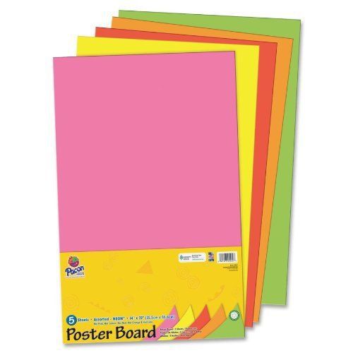 Pacon half-size sheet poster board - 14&#034; x 22&#034; - neon (pac5444) for sale