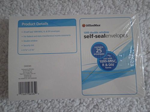 1099 Double Window Self Seal Envelopes Tax Year 2013 Contains 25 MISC R &amp; DIV