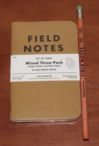 Field Notes Brand Mixed Three-Pack Plus a No.2 Woodgrain Pencil