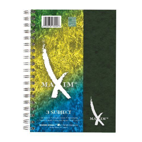 Roaring spring 13204 maxim notebook, college rule, 9.5 x 6.5, 3 subject, 138 for sale