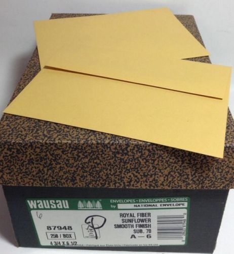Wausau Royal Fiber Sunflower Smooth Finish Sub 70 A-6 Envelopes 250/Box FREE S&amp;H