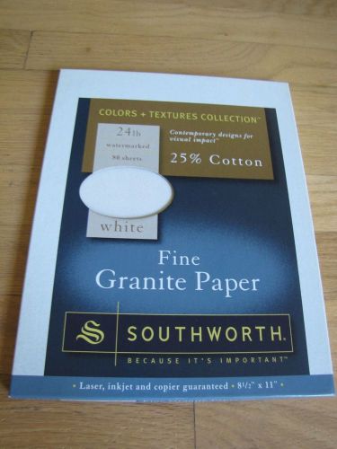 Southworth Fine White Granite Paper 24lbs 80 sheets 25% Cotton
