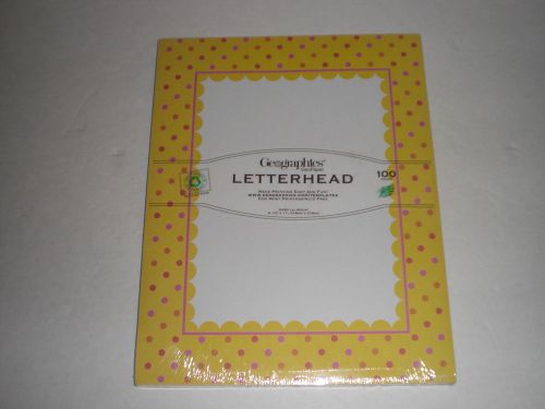 GEOGRAPHICS LETTERHEAD YELLOW SCALLOP 100 SHEETS 8 1/2&#039;&#039; X 11&#039;&#039;