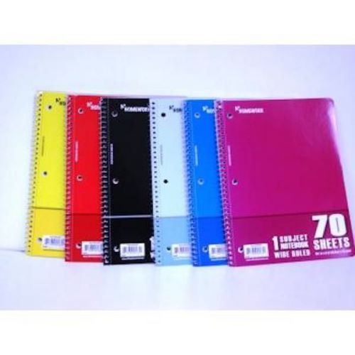 Case Pack 48 -NEW SCHOOL OFFICE WIRE NOTEBOOK 70 SHEETS ONE SUBJECT WIDE RULED