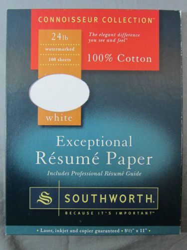 SOUTHWORTH 100% COTTON RESUME PAPER 100 SHEETS 24 LB