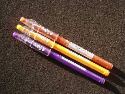 3 Colors Pilot Frixion Ball Point 0.7mm(Brown Yellow Purple)