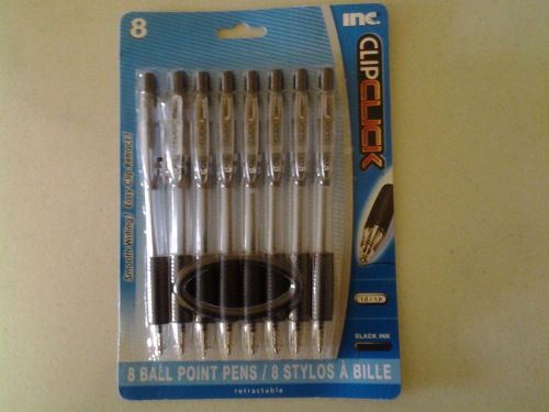 Clip Click Black Ink Pens 8 Count