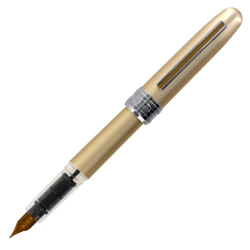 Platinum plaisir fountain pen, gold barrel, fine point, black ink for sale