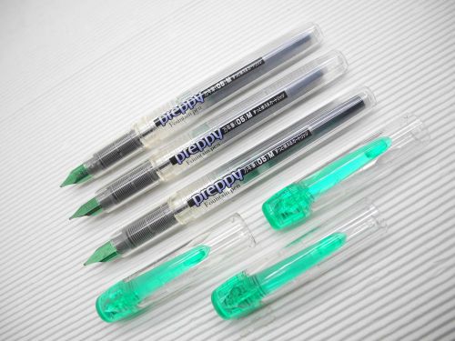 3pcs Platinum Preppy 0.5mm Medium Stainless Fountain Pen with cap Green(Japan