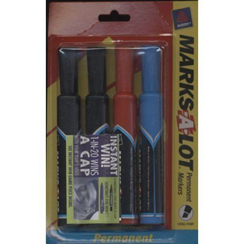 Avery Marks-a-lot Chisel Tip Permanent Marker Set 7905, Pack Of 4 - (07905)