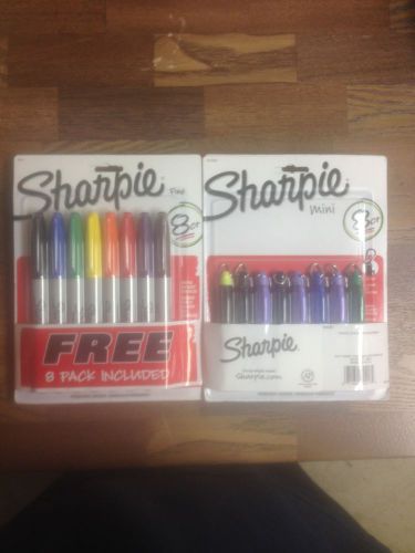 Sharpie 8 Count Fine and 8 count mini with cap clip! New!