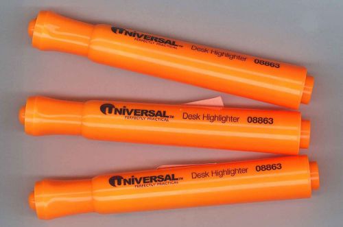 Lot of 3 Flourescent Orange Universal Chisel Felt Tip Highlighters