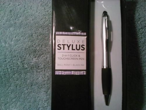 New Stylus 2 in 1 Ball Point Writing Pen black ink &amp; Touchscreen pen Pointer