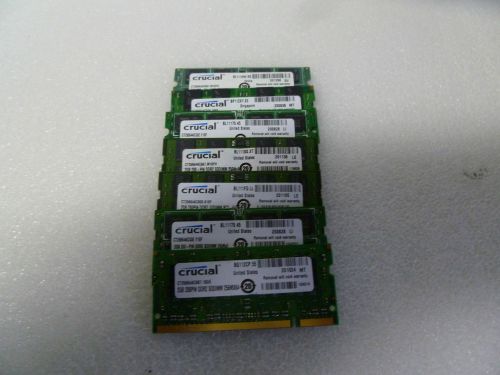LOTS OF 7 CRUCIAL 2GB 200PIN DDR2 SODIMM MEMORY RAM FOR LAPTOP