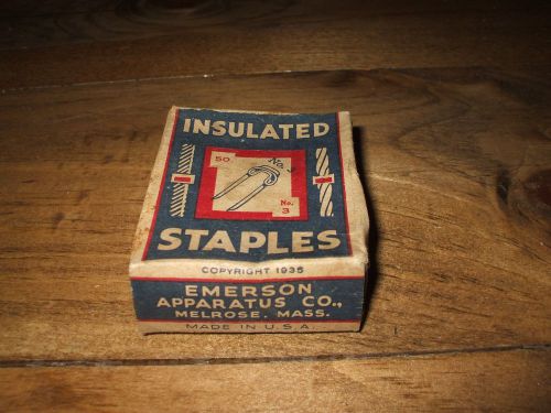 Vintage EMERSON APPARATUS CO.  Brass INSULATED STAPLES ORIGINAL BOX, No. 3