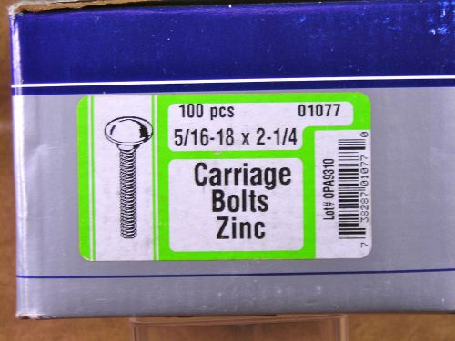 Midwest #01077 - 5/16-18x2 1/4 carriage bolts zinc 100pcs for sale