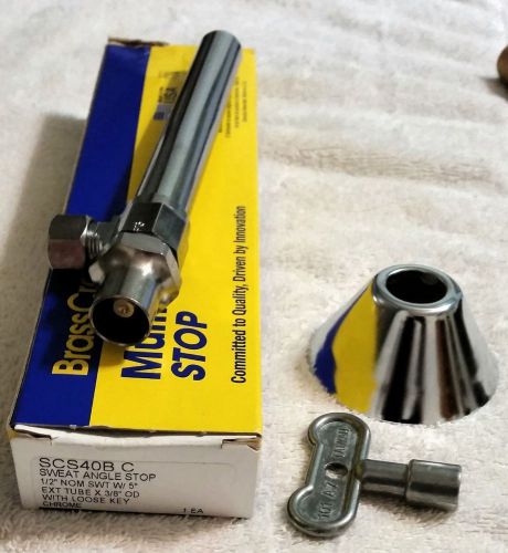 Brasscraft scs40bc sweat angle stop w/ ext tubex 3/8&#034; od w/ loose key for sale