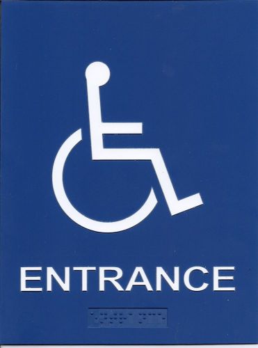 ADA Braille  &#034;ENTRANCE&#034;  Blue  6 x 8 sign    #P135