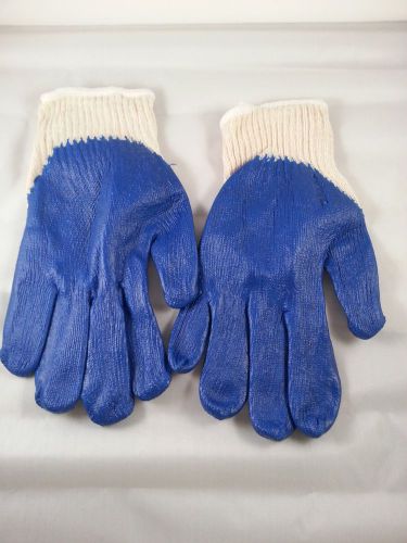 20 pairs blue palm latex rubber white coated work gloves heavy duty for sale
