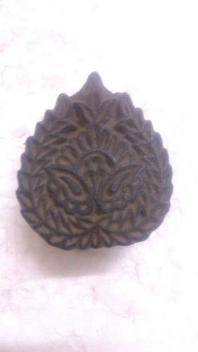 Vintage inlay hand beauty carved blossom pattern wooden textile printing block for sale