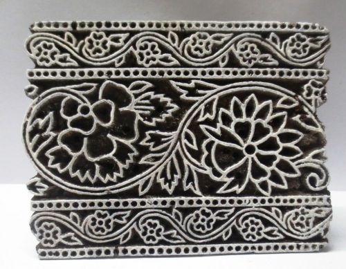 INDIAN WOOD HAND CARVED TEXTILE PRINTING FABRIC BLOCK STAMP DESIGN HOT 139
