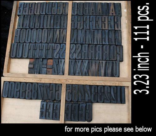 letterpress wood printing blocks 111 pcs 3.23&#034; tall alphabet type woodtype ABC