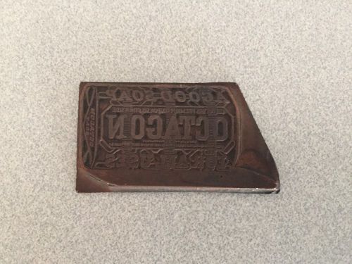 OCTAGON Soap Bar : Copper Printing Plate : 1 3/4&#034; x 1&#034; NICE!!