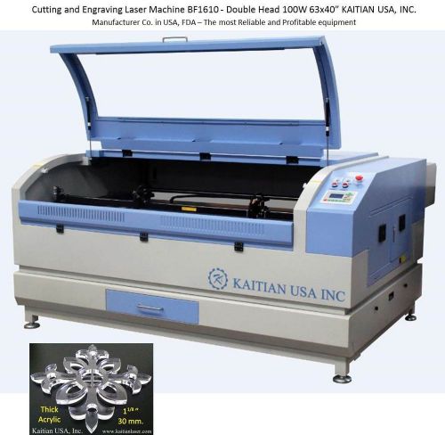 Cutting &amp; engraving laser machine kaitian 2-head 100wrc - 63&#034;x40&#034; - 2 work table for sale