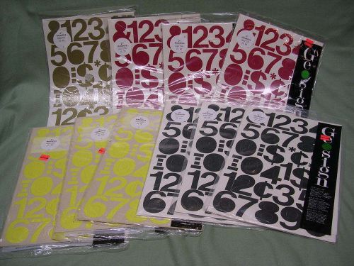 9 Sets &#034;Geosign&#034; 2 Inch Helvetica Vinyl Numerals Sets, New Sealed Packs