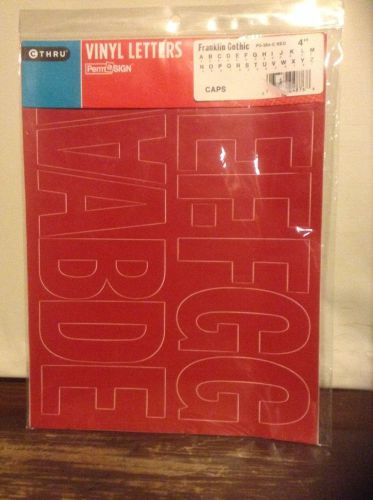 Permasign Vinyl self-adhesive Lettering Red 4&#034; caps Franklin Gothic