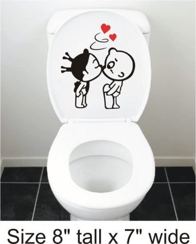 2X Toilet Bathroom Nude Creation Cute Girl &amp; Boy  Wall  Funny Vinyl Sticker1165B