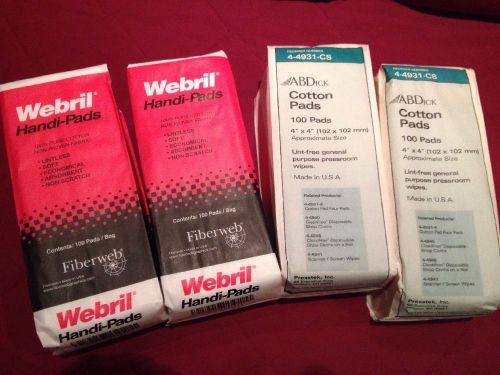 Webril Handi Pads Cotton 4 X 4 Plate Cleaning Lot