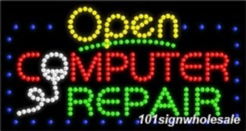 LED SIGNAGE -Computer Repair Open Animated  Flashing Motion window display Sign