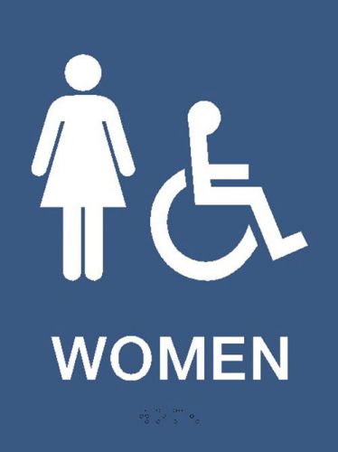 Ada disabled women&#039;s restroom wall sign ada compliant acrylic sign 6&#034;x8&#034; for sale
