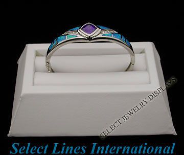 White Faux Leather Bangle Bracelet Slot Jewelry Stand !