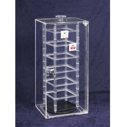 Acrylic Locking Display Case with Revolving Earring Stand Holds 48 Pair