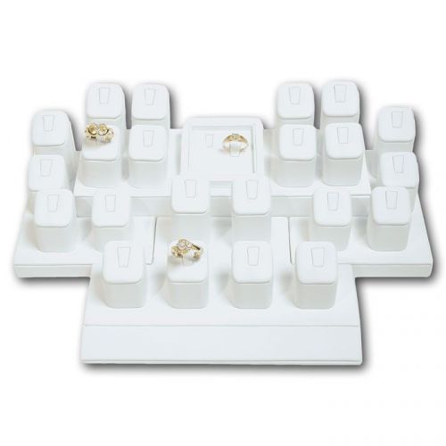White display set jewelry display stand showcase ring display holds 24 rings for sale