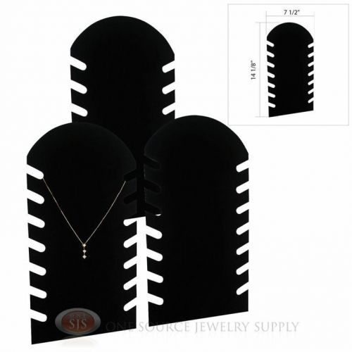 (3) 14 1/8&#034; Black Velvet Flocked Pendant  Necklace Display Easel Presentation
