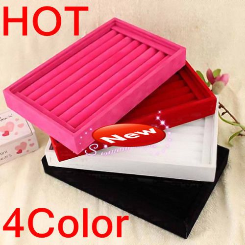 HOT Wholesale 4Color European Display Tray Velvet Earrings Tray Ring Box NEW 1Pc