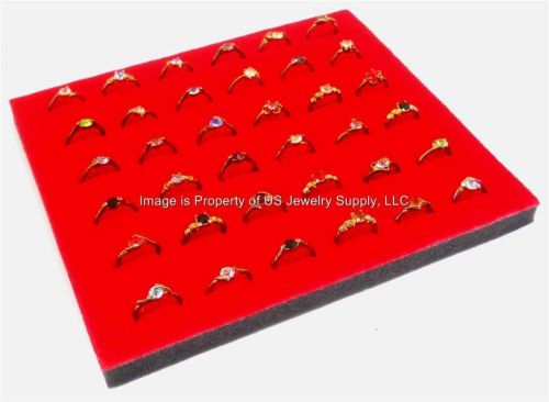 12 Red 36 Ring Jewelry Display Liner Insert Pads 7 3/4&#034; x 6 3/4&#034;