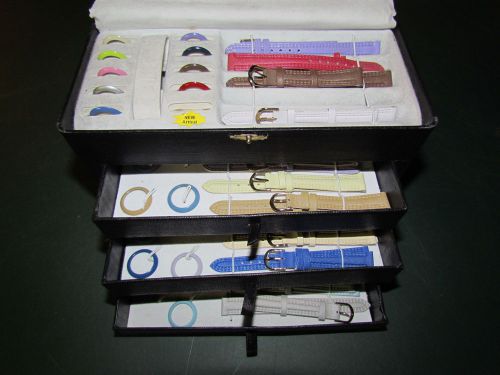 TRAVELING CASE OR DISPLAY WATCH BANDS SET - LEATHER BANDS METAL FACE RINGS