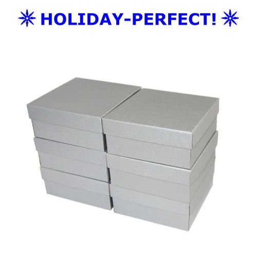 HOLIDAY-PERFECT! Pack Of 6 Silver Cotton Filled 3.5&#034; x 3.5&#034; Jewelry Gift Boxes