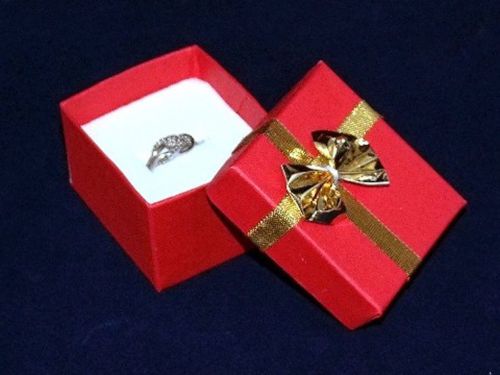BOWTIE RING BOX WHOLESALE LOT OF 12 RED IN COLOR