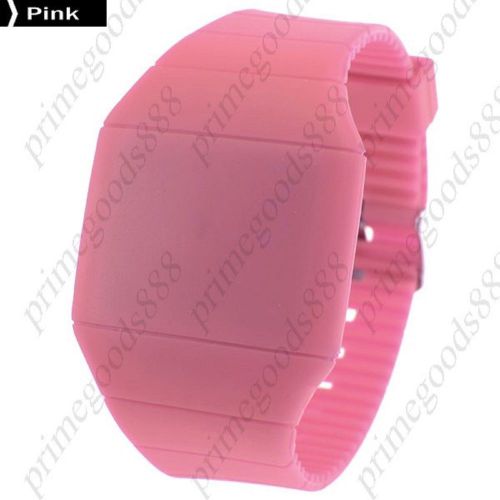 Touch screen unisex led digital watch wrist watch gum strap in pink for sale