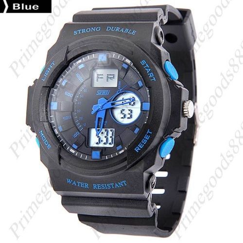 Lcd digital analog quartz silica gel free shipping men&#039;s wrist wristwatch blue for sale